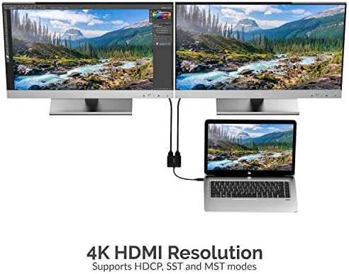 מתאם HDMI כפול מסוג USB מסוג CABRENT [תומך בשני צגים של 4K 30Hz, התואם למערכות Windows בלבד]